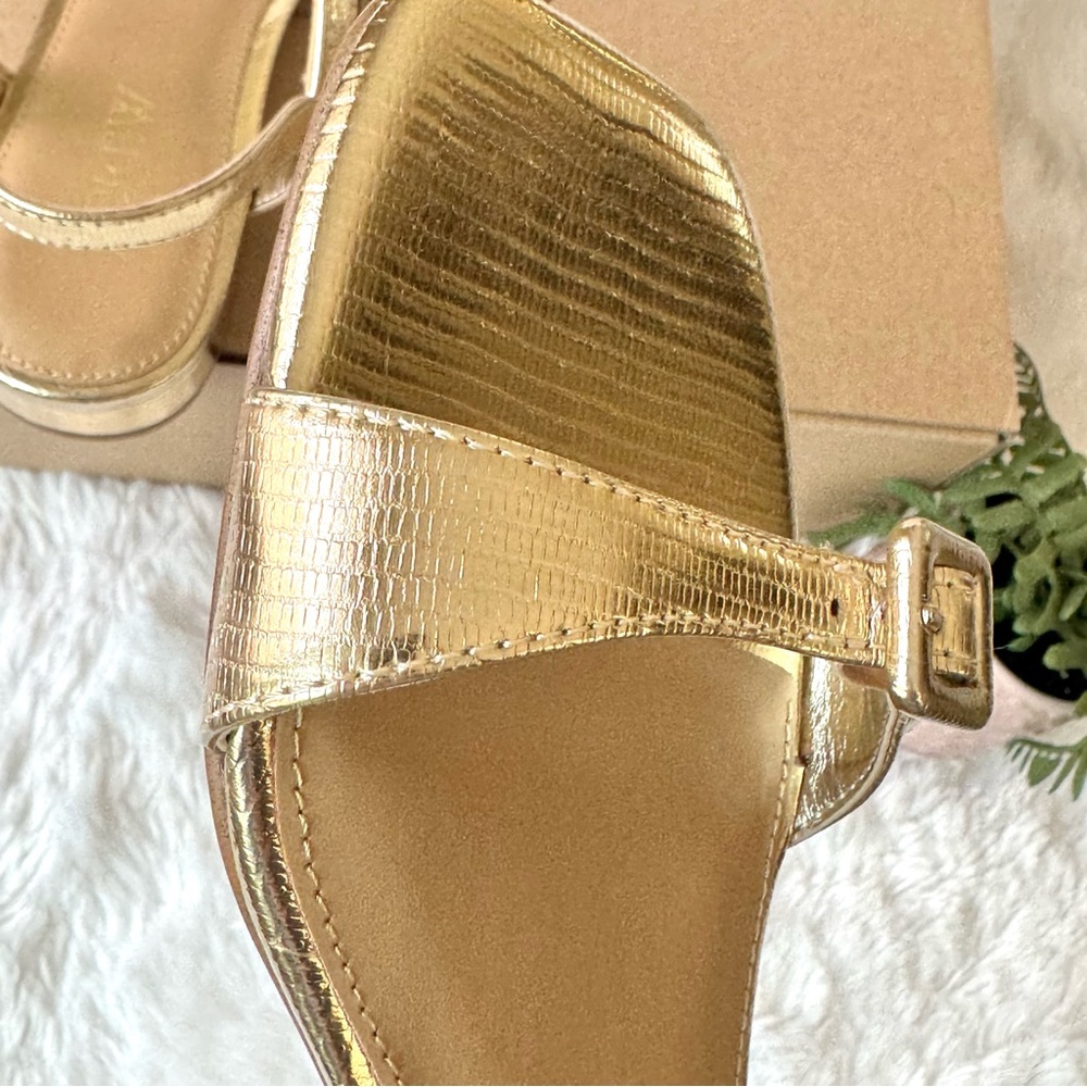 NIB J Crew Lizard Embossed Ankle Strap Sandals Gold 6 - Picture 9 of 14
